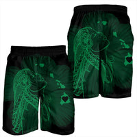 Hawaiian Map Heart Hula Girl Hibiscus Green Polynesian Men's Shorts - AH - Polynesian Pride