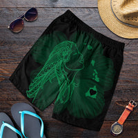 Hawaiian Map Heart Hula Girl Hibiscus Green Polynesian Men's Shorts - AH Art - Polynesian Pride