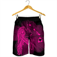 Hawaiian Map Heart Hula Girl Hibiscus Pink Polynesian Men's Shorts - AH - Polynesian Pride