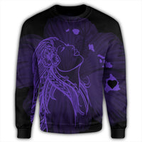Hawaiian Map Heart Hula Girl Hibiscus Purple Polynesian Sweatshirt - AH - Polynesian Pride