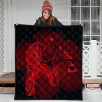 Hawaiian Map Heart Hula Girl Hibiscus Red Polynesian Premium Quilts - AH - Polynesian Pride