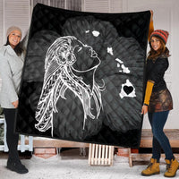 Hawaiian Map Heart Hula Girl Hibiscus White Polynesian Premium Quilts - AH - Polynesian Pride