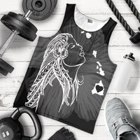 Hawaiian Map Heart Hula Girl Hibiscus White Polynesian Tank Top - AH - Polynesian Pride