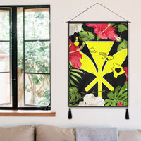 Hawaiian Map Heart Kanaka Hibiscus Polynesian Hanging Poster - AH - Polynesian Pride