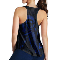 Hawaiian Map Heart Ribbon Cancer Hibiscus Blue Polynesian Racerback Tank - AH - Polynesian Pride