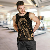 Hawaiian Map Heart Ribbon Cancer Hibiscus Gold Polynesian Tank Top - AH - Polynesian Pride