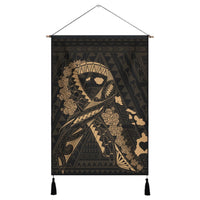 Hawaiian Map Heart Ribbon Cancer Hibiscus Gold Polynesian Hanging Poster - AH Hanging Poster Cotton And Linen - Polynesian Pride