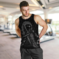 Hawaiian Map Heart Ribbon Cancer Hibiscus Gray Polynesian Tank Top - AH - Polynesian Pride