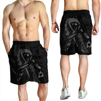 Hawaiian Map Heart Ribbon Cancer Hibiscus Gray Polynesian Men's Shorts - AH - Polynesian Pride