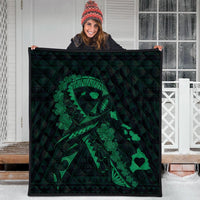 Hawaiian Map Heart Ribbon Cancer Hibiscus Green Polynesian Premium Quilts - AH - Polynesian Pride