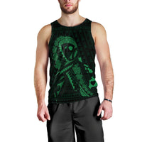 Hawaiian Map Heart Ribbon Cancer Hibiscus Green Polynesian Tank Top - AH Black - Polynesian Pride