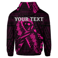 Custom Hawaiian Map Heart Ribbon Cancer Hibiscus Pink Polynesian Hoodie - Polynesian Pride