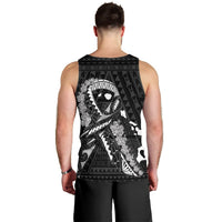 Hawaiian Map Heart Ribbon Cancer Hibiscus White Polynesian Tank Top - AH - Polynesian Pride