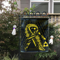 Hawaiian Map Heart Ribbon Cancer Hibiscus Yellow Polynesian Flag - AH - Polynesian Pride