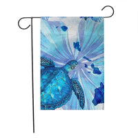 Hawaiian Map Hibiscus Flower Turtle Polynesian Flag Blue - AH - Polynesian Pride