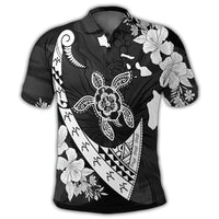 Hawaiian Map Hibiscus Turtle Fish Hook Polynesian Polo Shirt - Polynesian Pride