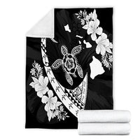 Hawaiian Map Hibiscus Turtle Fish Hook Polynesian Premium Blankets - AH - Polynesian Pride