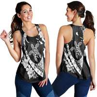 Hawaiian Map Hibiscus Turtle Fish Hook Polynesian Racerback Tank - AH Black - Polynesian Pride