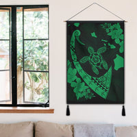 Hawaiian Map Hibiscus Turtle Fish Hook Polynesian Hanging Poster Green - AH - Polynesian Pride