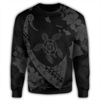 Hawaiian Map Hibiscus Turtle Fish Hook Polynesian Sweatshirt Grey - AH - Polynesian Pride