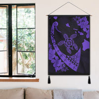 Hawaiian Map Hibiscus Turtle Fish Hook Polynesian Hanging Poster Purple - AH - Polynesian Pride