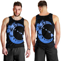 Hawaiian Map Hibiscus Turtle Polynesian Moon Tank Top Blue - AH - Polynesian Pride