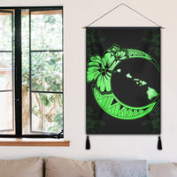 Hawaiian Map Hibiscus Turtle Polynesian Moon Hanging Poster Green - AH - Polynesian Pride