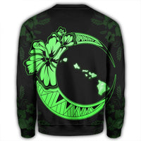 Hawaiian Map Hibiscus Turtle Polynesian Moon Sweatshirt Green - AH - Polynesian Pride