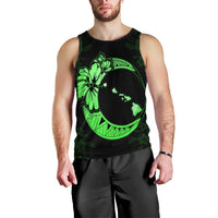 Hawaiian Map Hibiscus Turtle Polynesian Moon Tank Top Green - AH Black - Polynesian Pride
