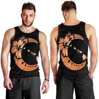 Hawaiian Map Hibiscus Turtle Polynesian Moon Tank Top Orange - AH - Polynesian Pride