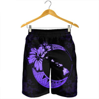 Hawaiian Map Hibiscus Turtle Polynesian Moon Men's Shorts Purple - AH - Polynesian Pride
