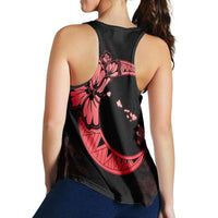 Hawaiian Map Hibiscus Turtle Polynesian Moon Racerback Tank Red - AH - Polynesian Pride