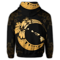 Hawaiian Map Hibiscus Turtle Polynesian Moon Zip Hoodie Yellow - Polynesian Pride