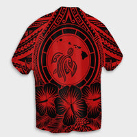 Hawaiian Map Honu Hibiscus Tropic Red Polynesian Hawaiian Shirt - AH - Polynesian Pride