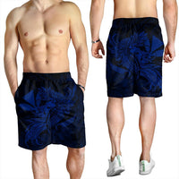 Hawaiian Map Hula Girl Hibiscus Kanaka Polynesian Men's Shorts - Blue - AH - Polynesian Pride