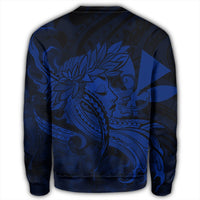 Hawaiian Map Hula Girl Hibiscus Kanaka Polynesian Sweatshirt - Blue - AH - Polynesian Pride