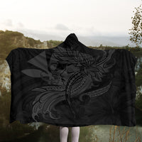 Hawaiian Map Hula Girl Hibiscus Kanaka Polynesian Hooded Blanket - Gray - AH - Polynesian Pride