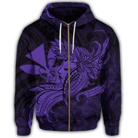 Hawaiian Map Hula Girl Hibiscus Kanaka Polynesian Zip Hoodie Purple - Polynesian Pride