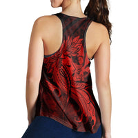 Hawaiian Map Hula Girl Hibiscus Kanaka Polynesian Racerback Tank - Red - AH - Polynesian Pride