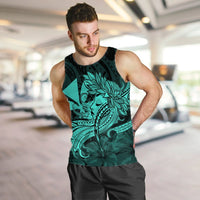 Hawaiian Map Hula Girl Hibiscus Kanaka Polynesian Tank Top - Turquoise - AH - Polynesian Pride