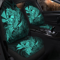 Hawaiian Map Hula Girl Hibiscus Kanaka Polynesian Car Seat Covers - Turquoise - AH - Polynesian Pride