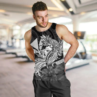 Hawaiian Map Hula Girl Hibiscus Kanaka Polynesian Tank Top - White - AH - Polynesian Pride