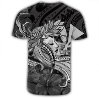 Hawaiian Map Hula Girl Hibiscus Kanaka Polynesian T Shirt White - Polynesian Pride