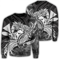 Hawaiian Map Hula Girl Hibiscus Kanaka Polynesian Sweatshirt - White - AH Unisex Black - Polynesian Pride