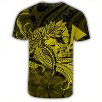 Hawaiian Map Hula Girl Hibiscus Kanaka Polynesian T Shirt Yellow - Polynesian Pride