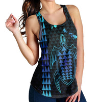 Hawaiian Map Kakau Turtle Polynesian Racerback Tank - Blue - AH - Polynesian Pride