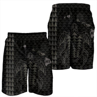 Hawaiian Map Kakau Turtle Polynesian Men's Shorts - Gray - AH - Polynesian Pride