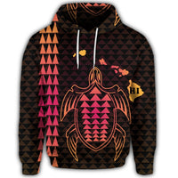 Hawaiian Map Kakau Turtle Polynesian Hoodie Orange - Polynesian Pride