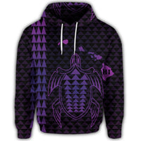 Hawaiian Map Kakau Turtle Polynesian Hoodie Purple - Polynesian Pride