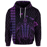 Custom Hawaiian Map Kakau Turtle Polynesian Hoodie Purple - Polynesian Pride